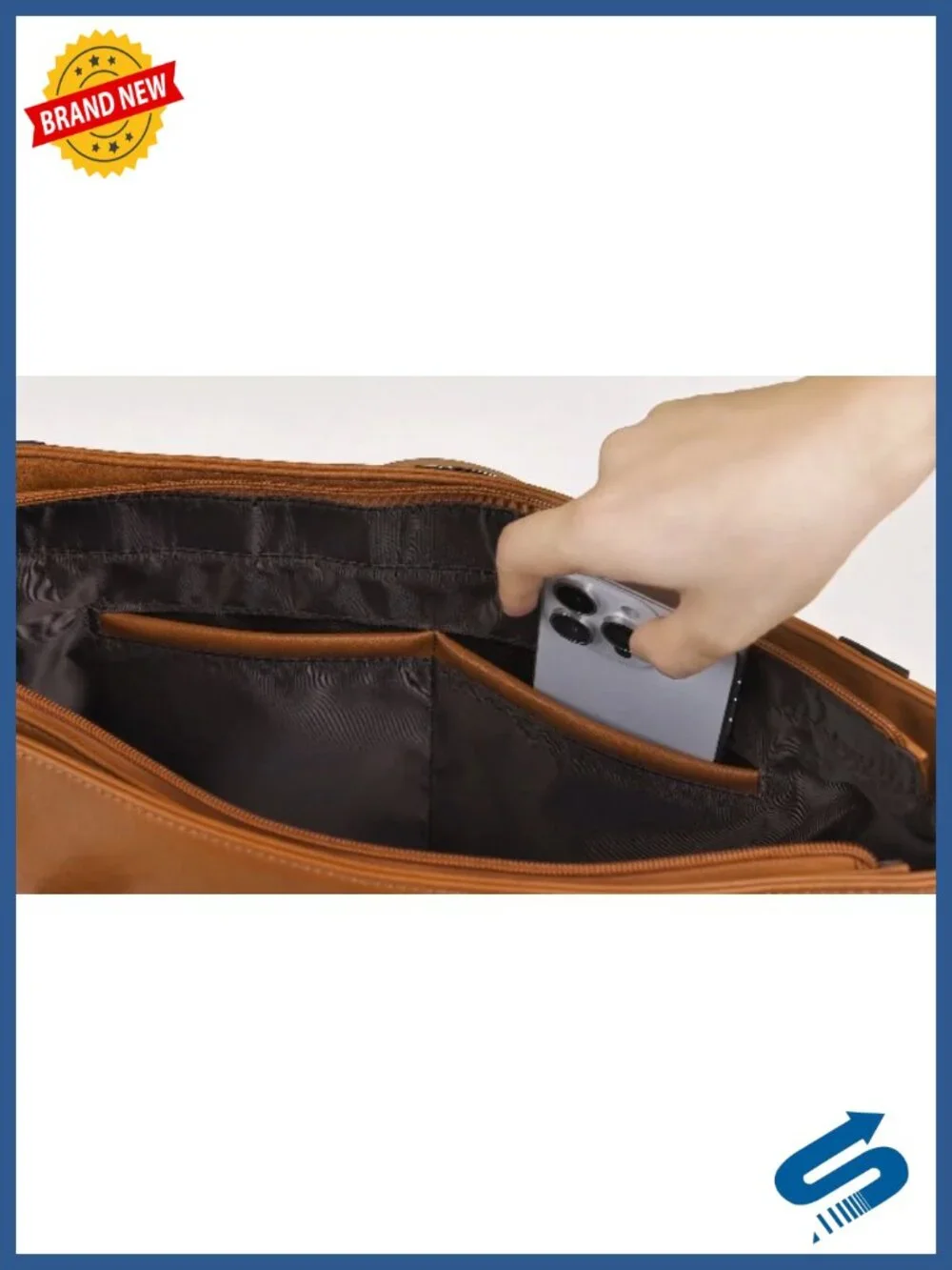 Faux Leather Satchel Tote Bag with Adjustable Strap
